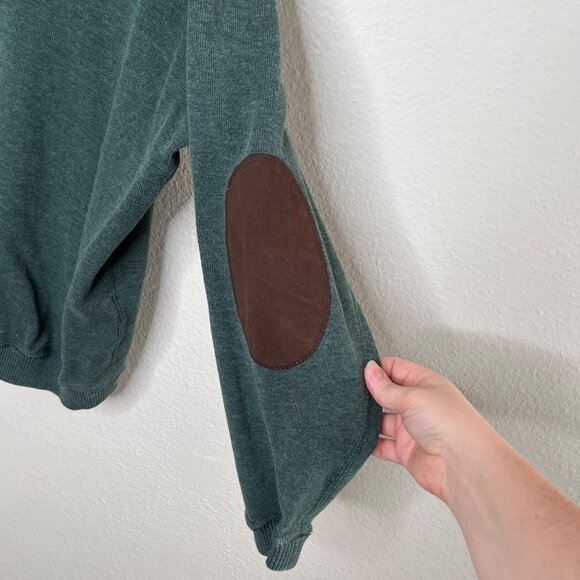 Cremieux Mens Green Retro Elbow patch 1/4 Zip Pullover Sweater XL - Picture 3 of 10